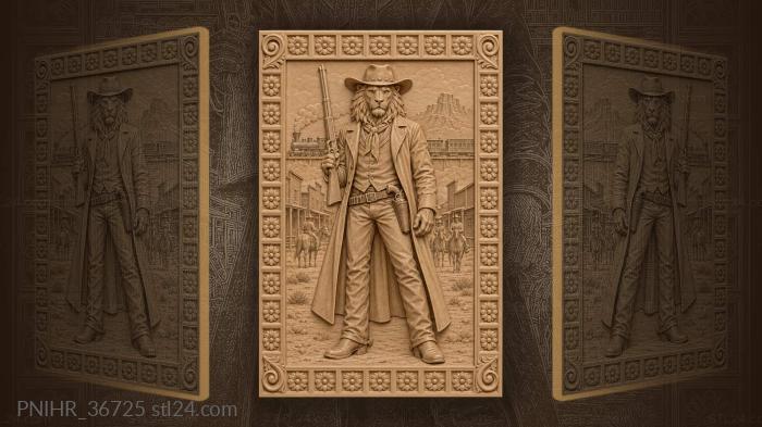 Western town and train behind the gunman 3d STL model
