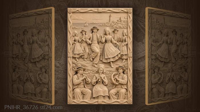 Flutes and horn among the dancing folk 3d STL model