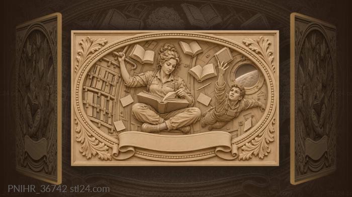 A scroll drifts past the librarian 3d STL model