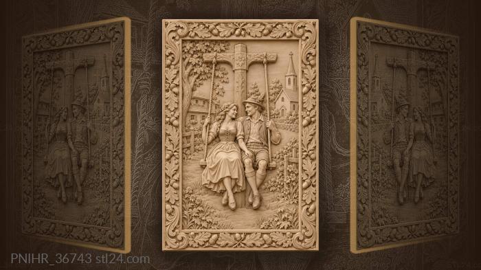 Village life with swing and church 3d STL model