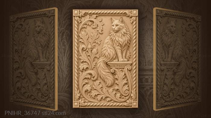 Feline keeps watch among winding foliage 3d STL model