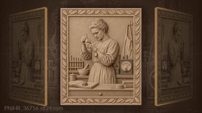 Marie curie in scientific contemplation 3d STL model