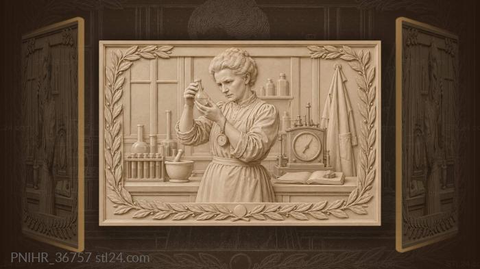 Marie curie at the laboratory bench 3d STL model