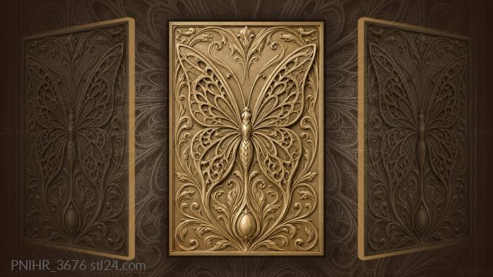 Metallic butterfly soaring upwards gracefully 3d STL model