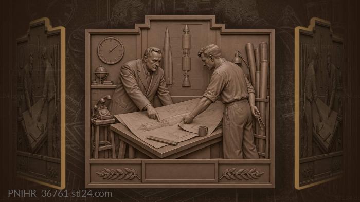 Korolev at the drafting table design 3d STL model