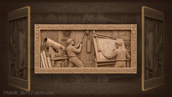 Drafting studio telescope and tools 3d STL model