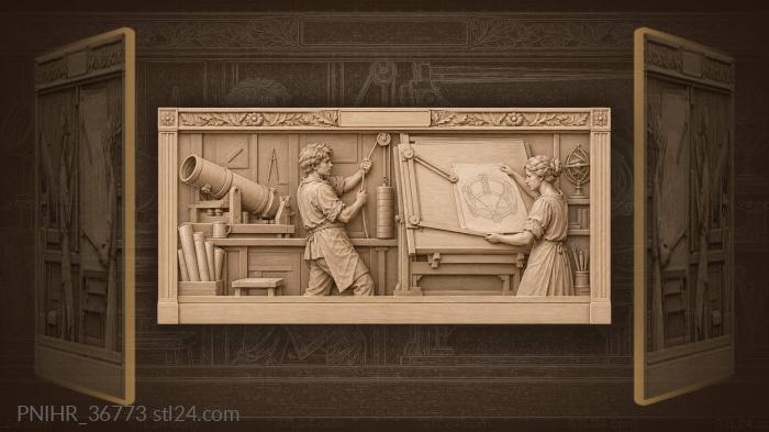 Drafting studio telescope and drawing 3d STL model