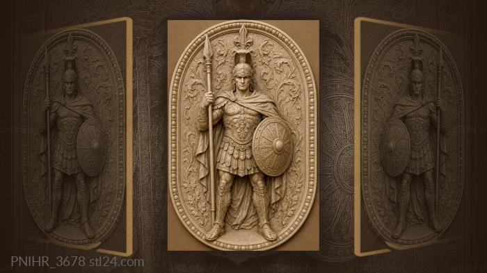 Spearhead crowning the helmet of a fighter 3d STL model