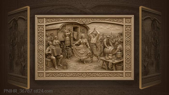 Newlyweds celebrate beside the brigade caravan 3d STL model