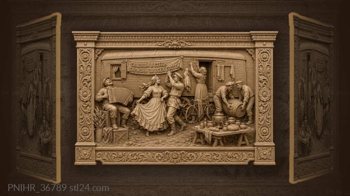 Newlyweds celebrate beside the caravan 3d STL model