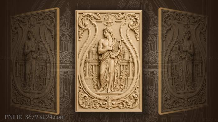 Lyre player among ancient ruins 3d STL model