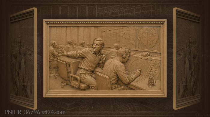 Operator rising from his console in the hall 3d STL model
