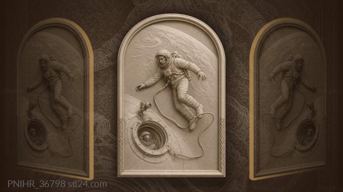 Tethered spaceman reaches back toward hatch 3d STL model