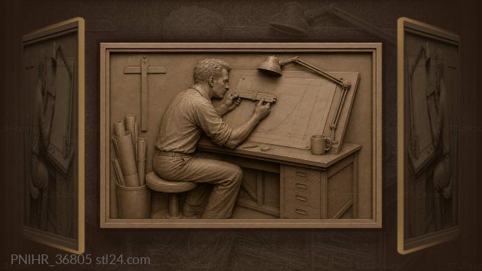 Designer at work calculating figures 3d STL model
