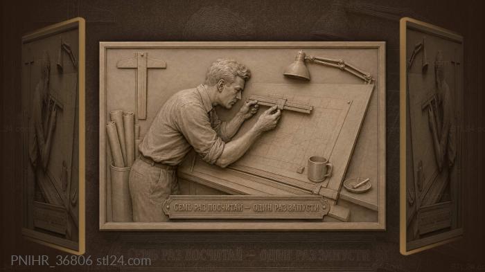 Designer with slide rule calculation 3d STL model