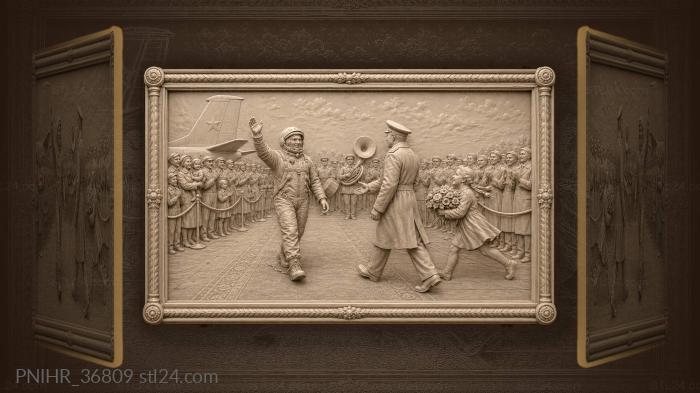 Cosmonaut’s triumphant return with flowers 3d STL model