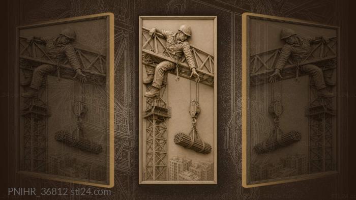 Crane operator signals building progress 3d STL model