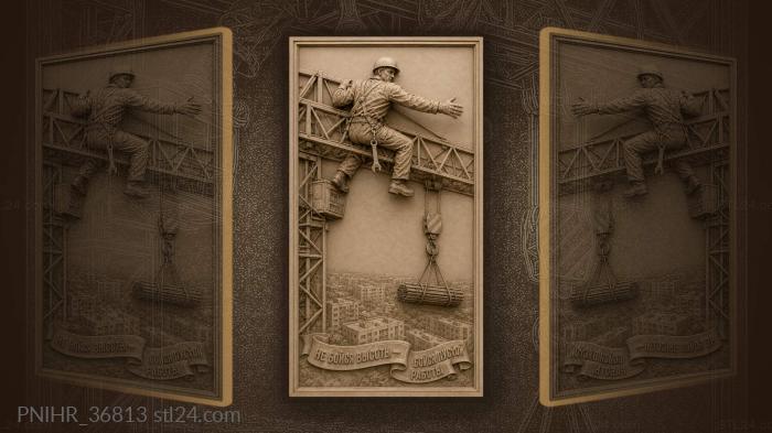 Crane operator high above construction site 3d STL model