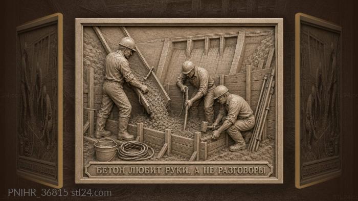Dam construction workers pouring concrete mix 3d STL model