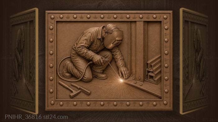 Welder sends sparks flying over the joint 3d STL model