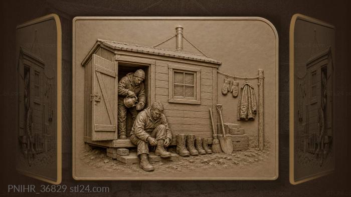 Cozy cabin winter scene workshop 3d STL model