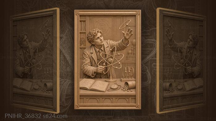 Young scientist and atomic model 3d STL model