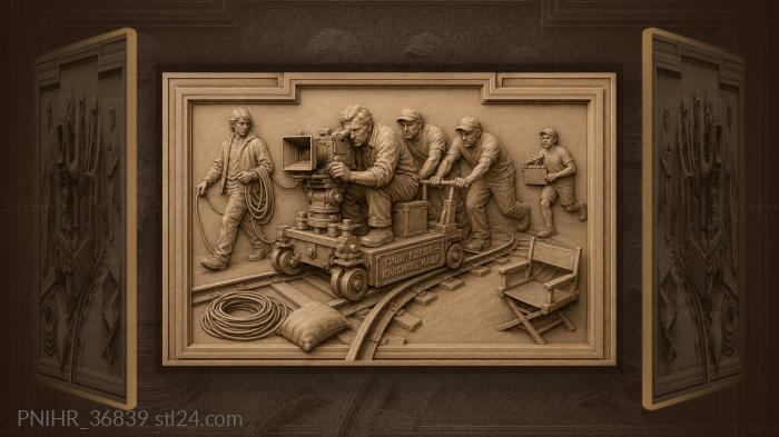 Film crew on moving dolly track 3d STL model
