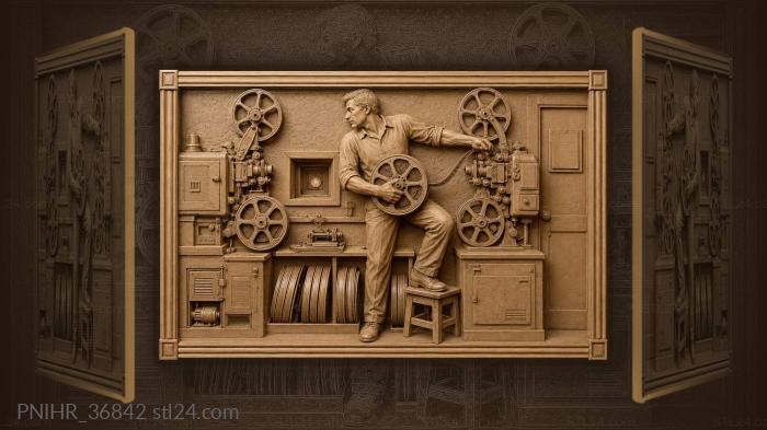 Projectionist threads film between two projectors 3d STL model