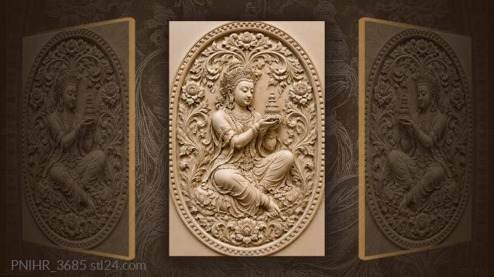 Serene figure with floral offering 3d STL model