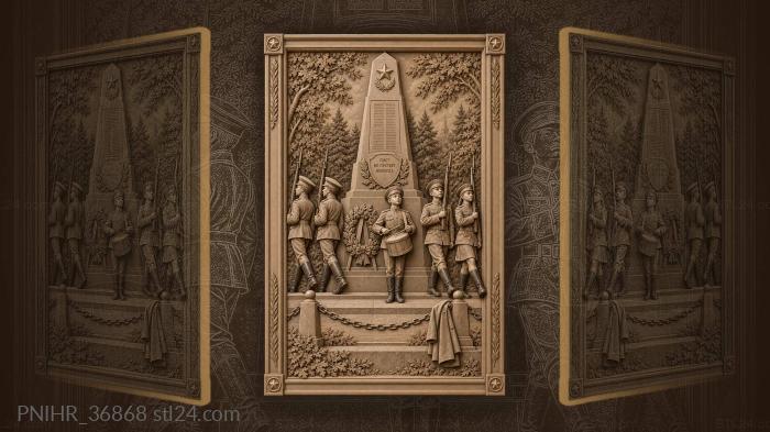 Memorial obelisk with young drummers soldiers 3d STL model