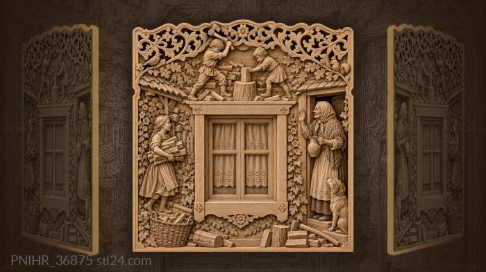 Woodcutters children grateful old woman 3d STL model