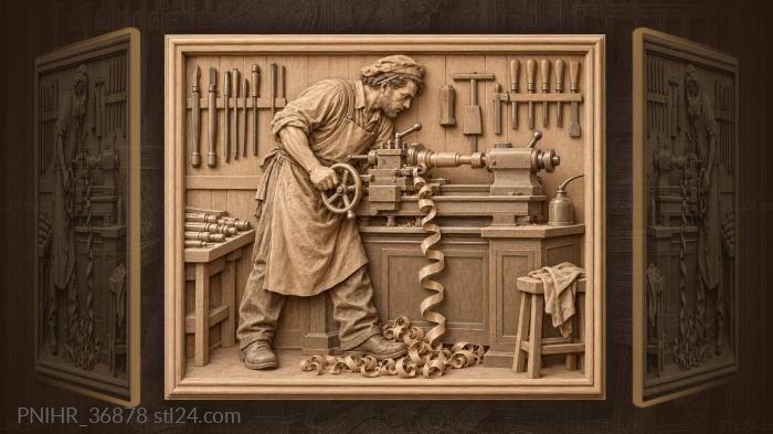 Lathe worker focused on his craft 3d STL model