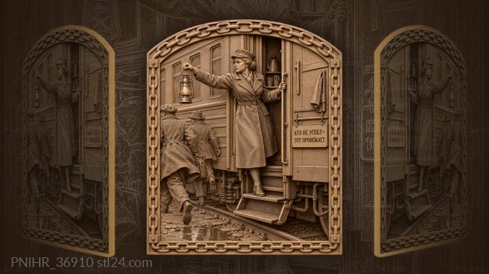 Conductor holds the coach for one 3d STL model