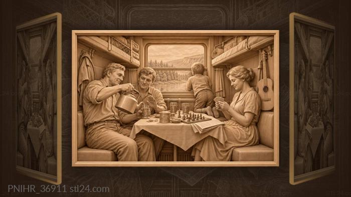 Traveller pours tea in the compartment 3d STL model