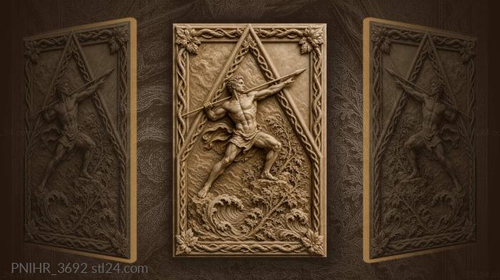 Athlete hurling a spear above waves 3d STL model