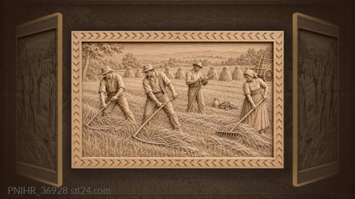 Haymakers mow and gather the grass 3d STL model