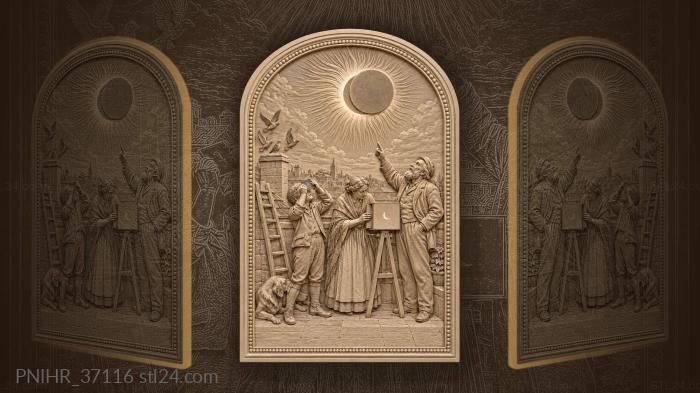 Rooftop watchers gather beneath solar corona 3d STL model
