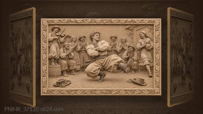 Lad kicks as villagers clap time 3d STL model