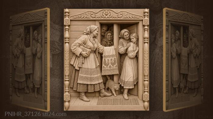 Matchmaker’s visit joyful village scene 3d STL model