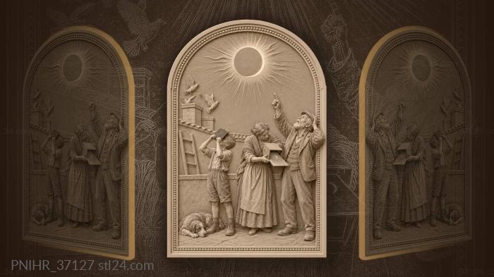 Eclipsed sun draws neighbors onto roof 3d STL model