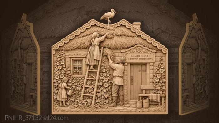 Rural life under thatched roof 3d STL model