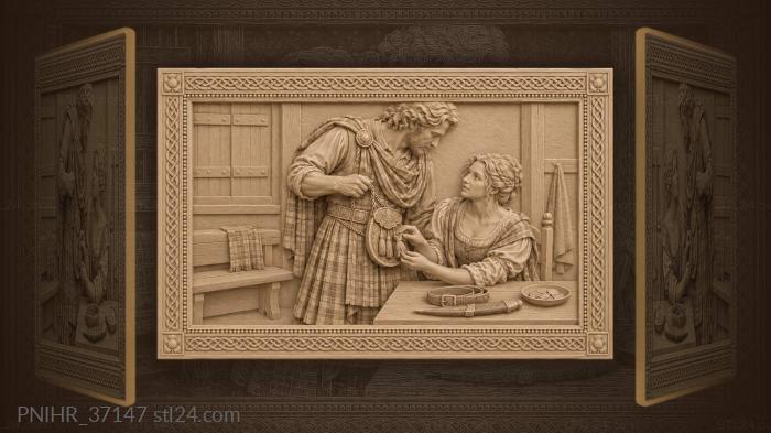 Sweetheart turns tassel while clansman holds chain 3d STL model