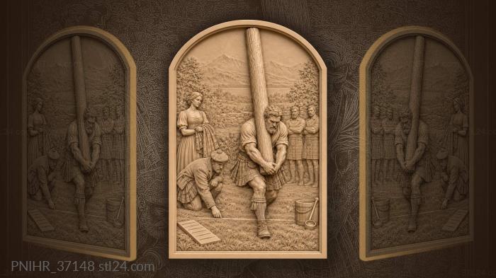 Caber balanced on the shoulder before the run 3d STL model