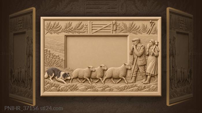Collie driving three ewes forward 3d STL model