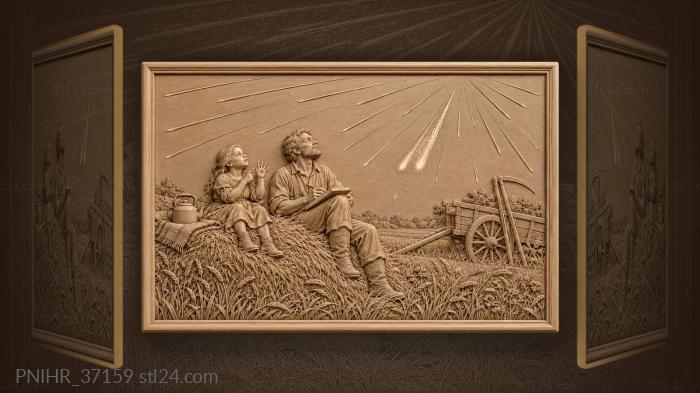 Family watches twin fireball from haystack 3d STL model