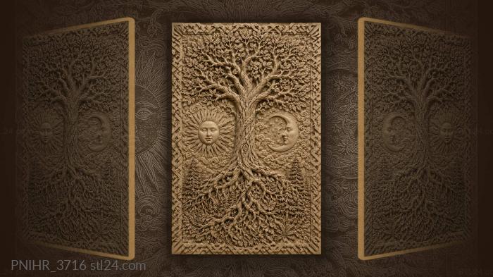 Tree standing between the sun and moon 3d STL model