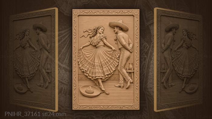 Couple dances past fallen sombrero 3d STL model