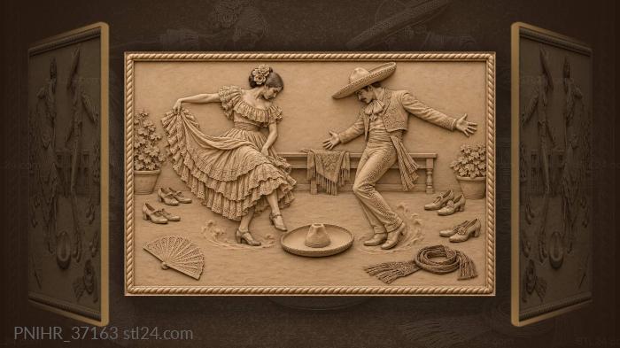 Dancing couple sombrero lost moment 3d STL model