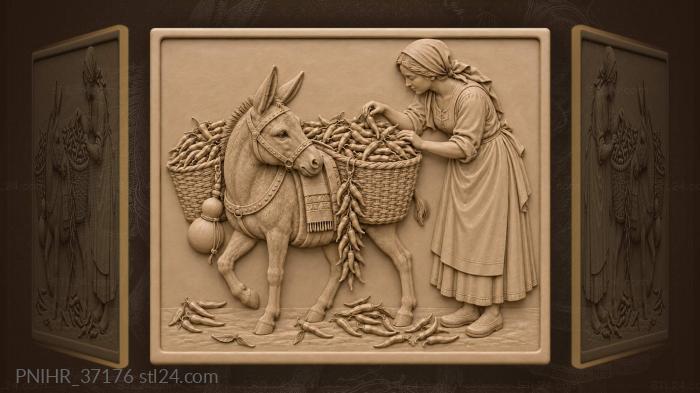 Donkey with chili pepper panniers 3d STL model