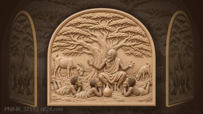 Elder storyteller with listening children 3d STL model